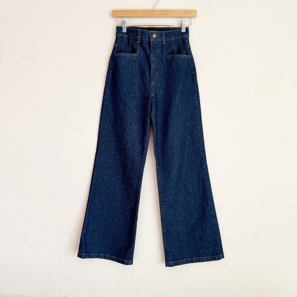 Favorite Daughter The Jordie Super High Rise Wide Leg Petite Shortie Pepper 24 - Picture 2 of 9